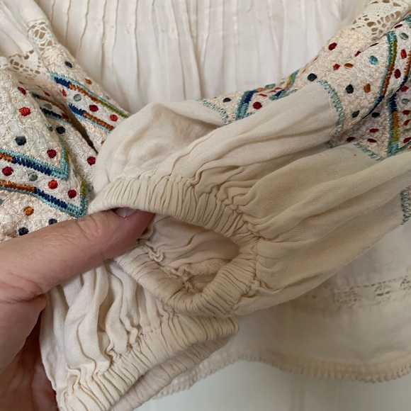 Anthropologie Boho Cream Multicolor Beaded Peasant Blouse 🌴 - Picture 14 of 14